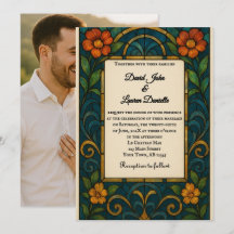 Stained Glass Photo Wedding Invitation