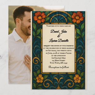 Stained Glass Photo Wedding Invitation