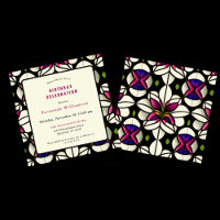 Stained Glass Pink Lily Customizable Birthday