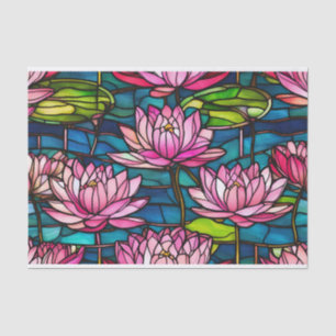 Stained Glass Pink Water Lily Flowers  Tissue Paper