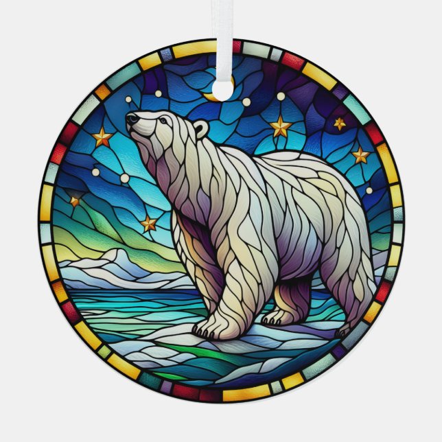 Stained Glass Polar Bear Ornament (Back)
