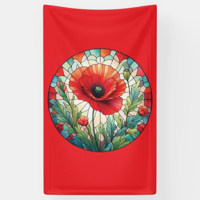 Stained Glass Poppy Banner (Vertical)
