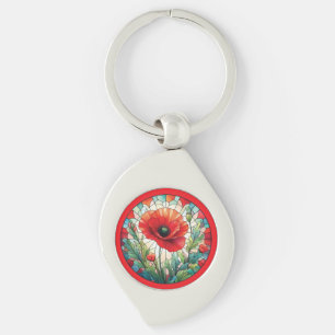 Stained Glass Poppy Keychain