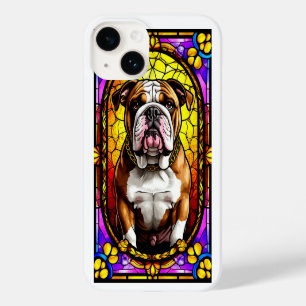 Stained Glass Portrait of a Dog With Gold Chain Case-Mate iPhone 14 Case
