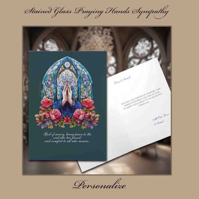 Stained Glass Praying Hands Sympathy Card (Creator Uploaded)