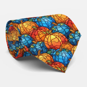 Stained Glass Pumpkin Field Tie