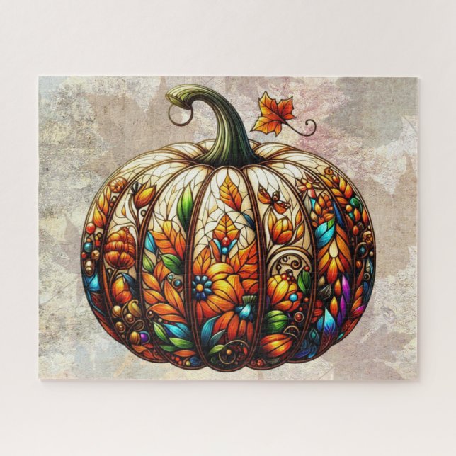 Stained Glass Pumpkin Puzzle (Horizontal)