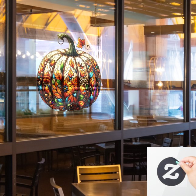 Stained Glass Pumpkin Window Cling (Restaurant Window)