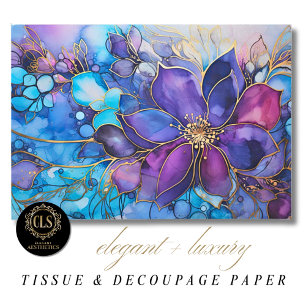 Stained Glass Purple Blue Florals Luxe Aesthetics Tissue Paper