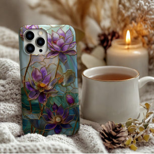 Stained Glass Purple Lotus Flower Design iPhone 11Pro Max Case