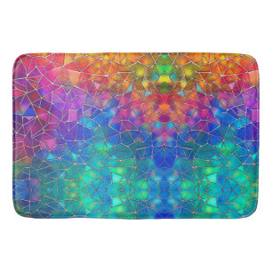 Stained Glass Rainbow Pattern Bath Mat