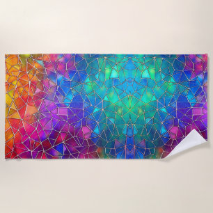 Stained Glass Rainbow Pattern Beach Towel