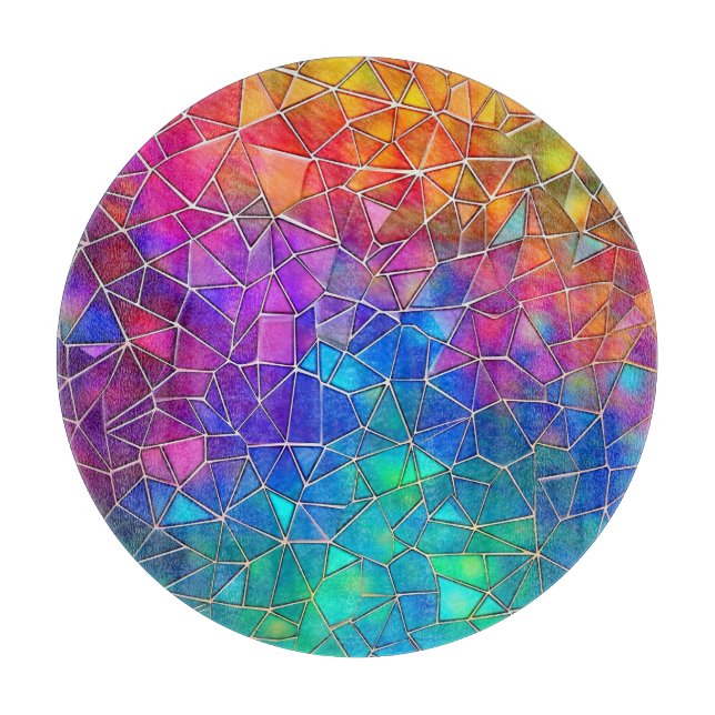 Stained Glass Rainbow Pattern Cutting Board (Front)