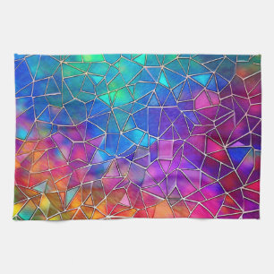 Stained Glass Rainbow Pattern Kitchen Towel