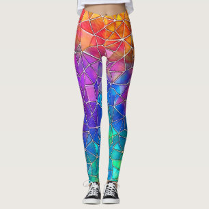 Stained Glass Rainbow Pattern Leggings