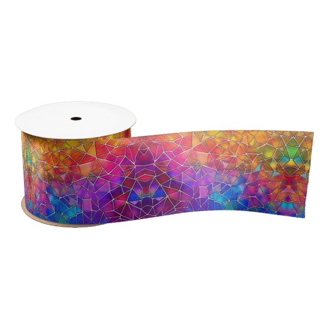 Stained Glass Rainbow Pattern Satin Ribbon (Spool)