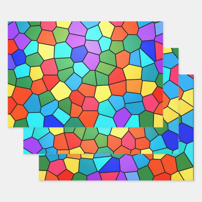 Stained Glass Rainbow  Wrapping Paper Sheet (Set)