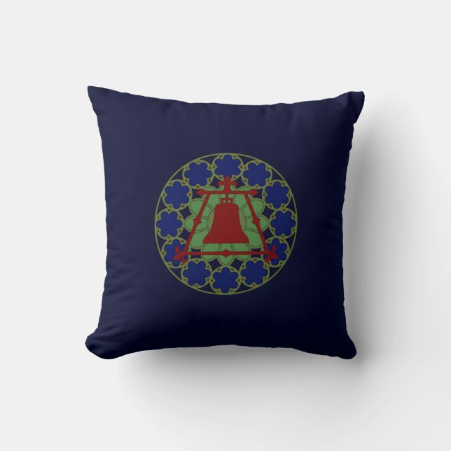Stained Glass Raincross Fleur Design Throw Pillow (Front)
