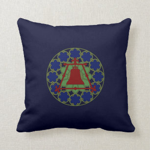 Stained Glass Raincross Fleur Design Throw Pillow