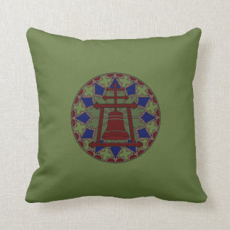 Stained Glass Raincross Tri Design Throw Pillow