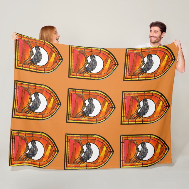 Stained Glass Raven Fleece Blanket (In Situ)