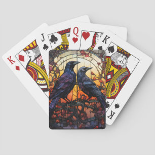 Stained Glass Ravens  Playing Cards