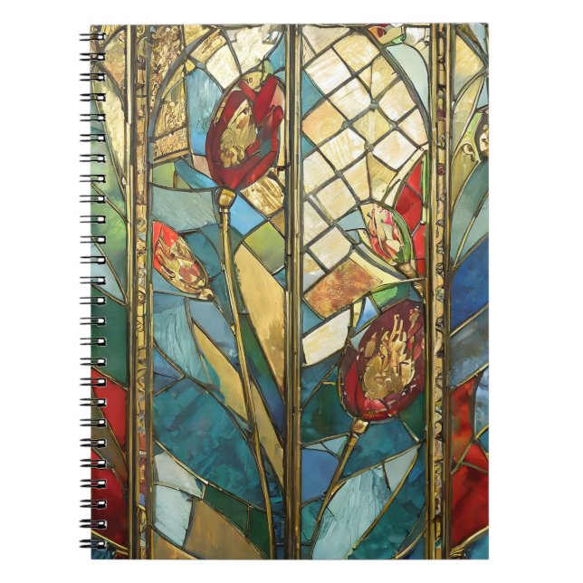 Stained Glass Red Chief Poppies at Sunrise Notebook (Front)