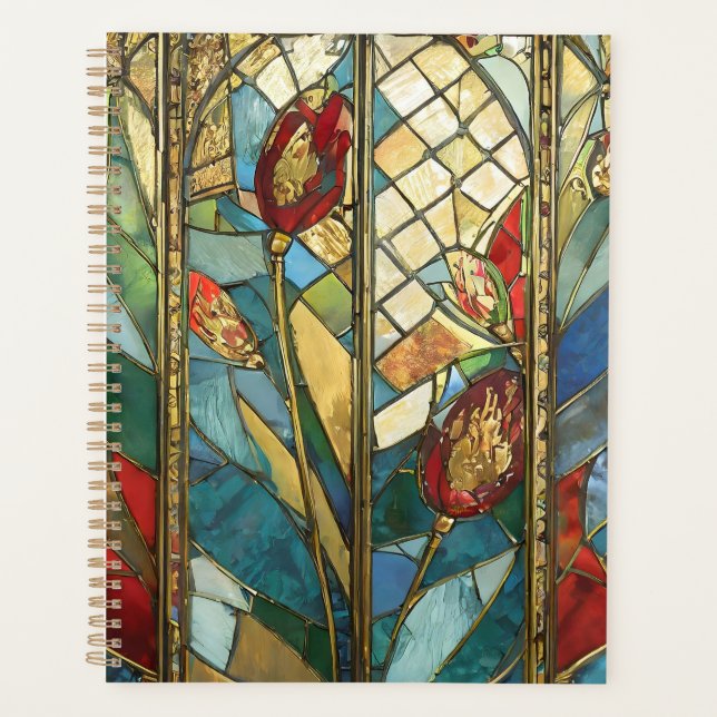 Stained Glass Red Chief Poppies at Sunrise Planner (Front)