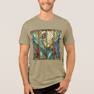 Stained Glass Red Chief Poppies at Sunrise Tri-Blend Shirt