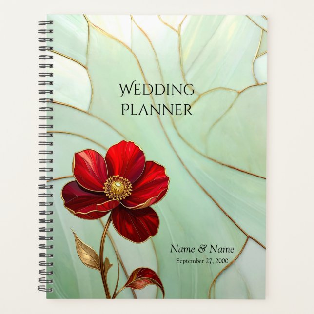 Stained Glass Red Flower Planner (Front)