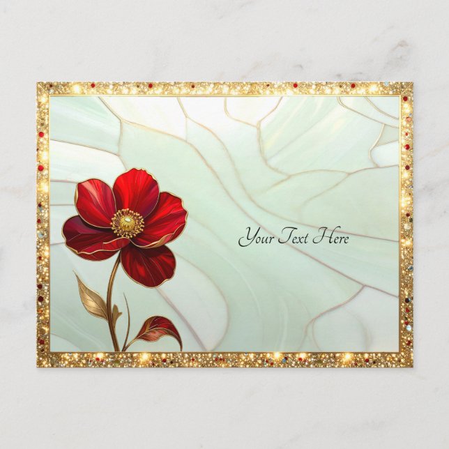 Stained Glass Red Flower Postcard (Front)