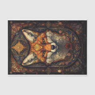 Stained Glass Red Fox 2 Tissue Paper