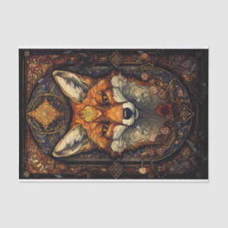 Stained Glass Red Fox 2 Tissue Paper