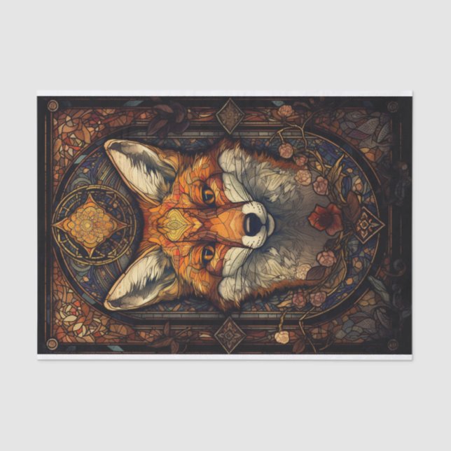 Stained Glass Red Fox 2 Tissue Paper (Front)
