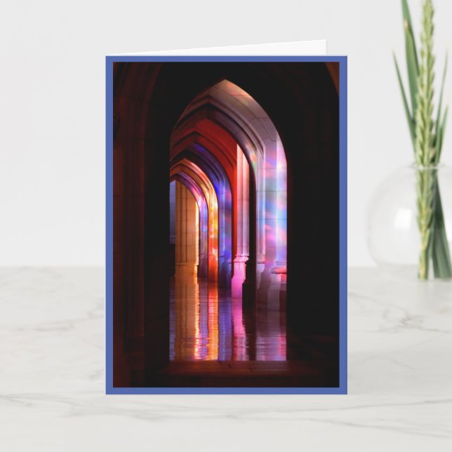 Stained Glass Reflection from Cathedral Windows Thank You Card (Front)