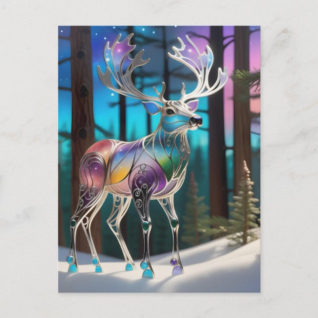 Stained Glass Reindeer Postcard (Front)