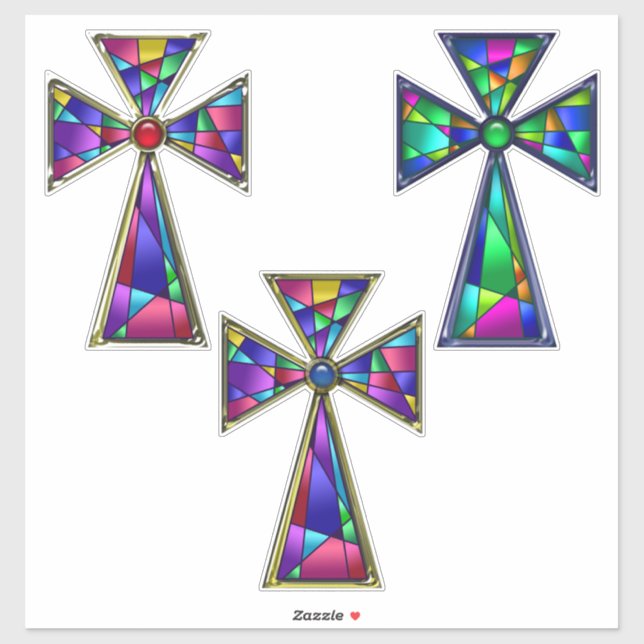 Stained Glass Religious Crosses Easter (Sheet)