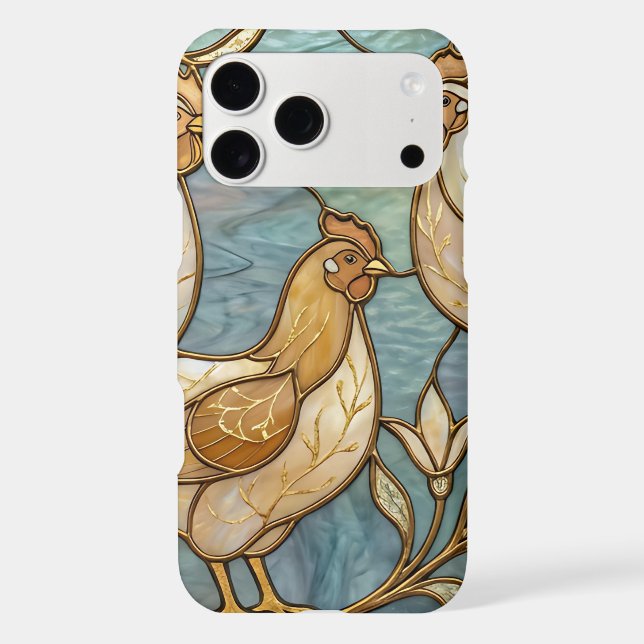 Stained Glass Roosters Elegant Chicken Farmhouse (Back)