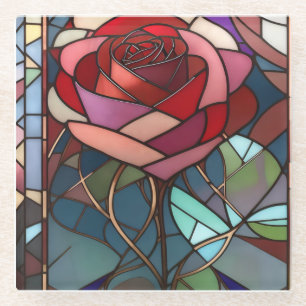 Stained Glass Rose Coaster