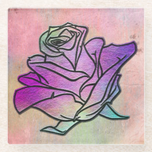 Stained Glass Rose Coaster
