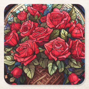 Stained Glass Rose Coaster
