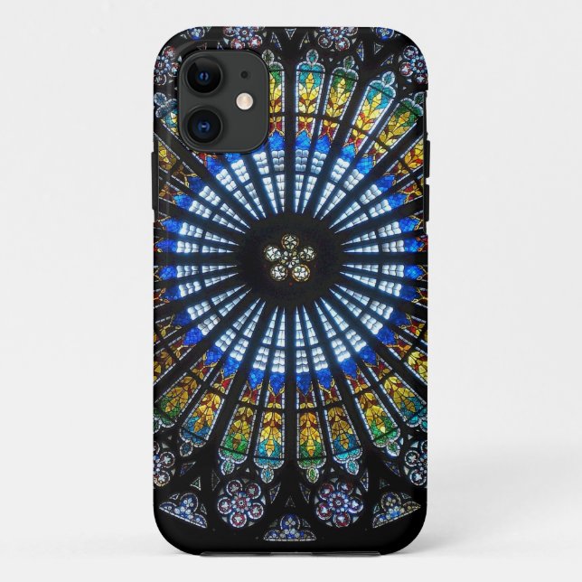 Stained glass rose window in France's Strasbourg Case-Mate iPhone Case (Back)