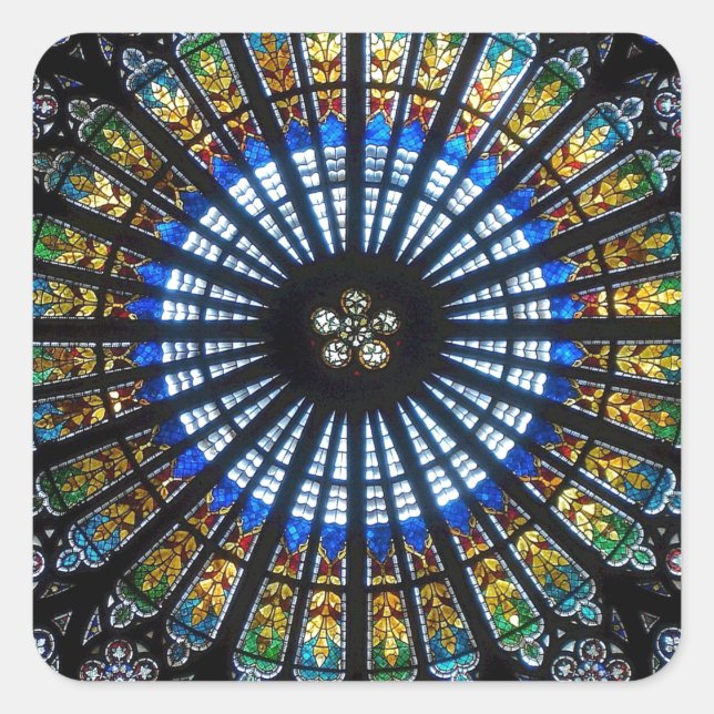 Stained glass rose window in France's Strasbourg Square Sticker (Front)