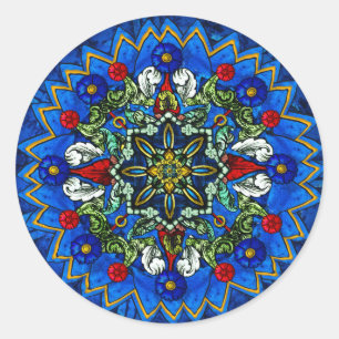 Stained Glass Rose Window Mandala Sticker
