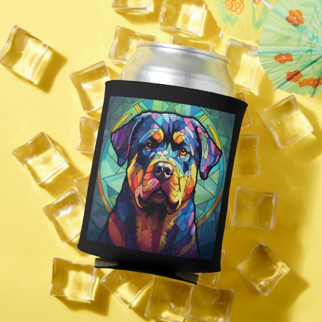 Stained Glass Rottweiler  Can Cooler (In Situ Summer)