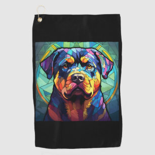 Stained Glass Rottweiler Golf Towel