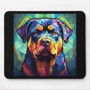 Stained Glass Rottweiler Mouse Pad
