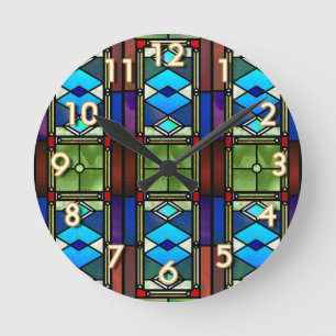 Stained Glass Round Clock
