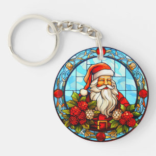 Stained Glass Santa Christmas Ornament-67672 Keychain