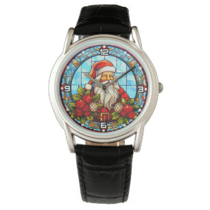 Stained Glass Santa Christmas Ornament-67672 Watch